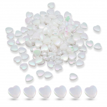 Koraliki Akrylowe, Przezroczyste, Serce, Białe, 8x8x3mm, Otwór: 1.5mm, około 130szt/25g (13WB14280)