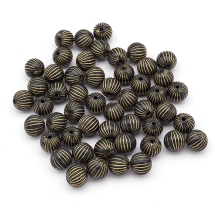 Koraliki Akrylowe "Paryż", Okrągłe, Złoty Wzór, Czarny, 9.5x10mm, 50szt/25g (13WB14342)