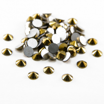 Скляні Стрази - Кабошони, Грановані, Клас А, Плоскі Круглі, Колір: Золото, Розмір: 1.9 ~ 2 мм, (13WB14481)