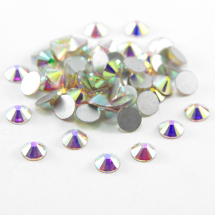 Скляні Стрази - Кабошони, Грановані, Клас А, Плоскі Круглі, Колір: АВ-Колір, Розмір: 6.3 ~ 6.5мм, (13WB14497)