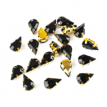 Dżety do Przyszycia w Koszyczku Akryl i Mosiądz 10x6x5mm Kolor: Czarny 20szt (13WB14560)