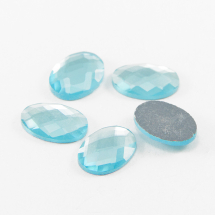 Cyrkonie Dżety Szklane Fasetowane, Owalny, Galwanizacja, Turkusowy, 18x13x3-5mm, 10szt (13WB14572)