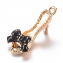 Zawieszka Stop Metalowy i Emalia 21.5x10x10mm Otwór 1.5mm Kolor: Czarny 2szt (13WB14612)