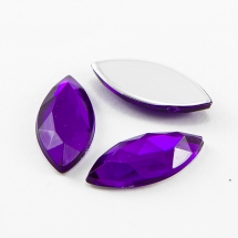 Акрилові Стрази - Кабошони, Плоскі ззаду, Форма Кінський Око, Грановані, Колір: Синьо-фіолетовий, Розмір: 20х9х3мм, (13WB14695)