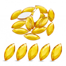 Акрилові Стрази - Кабошони, Плоскі ззаду, Форма Кінський Око, Грановані, Колір: Золотистий, Розмір: 20х9х3мм, (13WB14696)