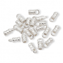 Końcówki do Sznurka, Stop, Srebro, 10x4mm, Otwór 2mm, 20szt (13WB14869)