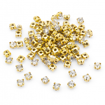 Пришивні Скляні Стрази, Круглі, Цапи Латунь, Колір: Кристал, Розмір: 5x4мм, Отвір 1 ~ 1.5мм, (13WB14968)