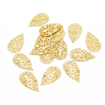 Zawieszka Żelazna Filigran 38x22x0.7mm Otwór 0.8mm Kolor: Złoty 20szt (13WB14975)