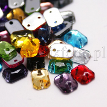 Пришивні Акрилові Стрази, 2 отвори, Прямокутні, Грановані, Колір: Мікс, Розмір: 14x10x3.5мм, Отв-тя 1мм, (13WB14942)