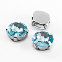 Dżety do Przyszycia w Koszyczku Akryl i Mosiądz 12x7mm Kolor: Cyan 10szt (13WB14953)