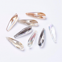 Кулон Крапля Скляний Гранований, Колір: Мікс, Розмір: 49x14x13мм, Отвір 1.5мм, (13WB15002)