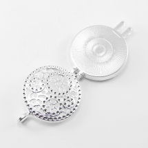 Кулон-Коробочка Підвіска Шестерні Круглий Плоский зі Сплаву, Срібло, 44x33x9мм, Діаметр Всередині 30мм, Отвір 6x4мм, (13WB15025)
