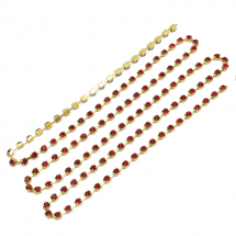 Taśma Łańcuszek Ozdobny z Cyrkoniami, Klasa A, Złoto/Hiacynt, 2.8mm około 285szt/1.5m (13WB15236)