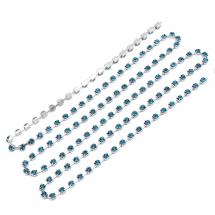 Taśma Łańcuszek Ozdobny z Cyrkoniami, Klasa A, Srebrny/Niebieski Cyrkon, 2.8mm, około 285szt/1.5m (13WB15237)