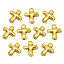 Намистини Металеві, Хрест, Колір: Античне Золото, Розмір: 14х12.5х4мм, Отвір 2 мм, (13WB15251)