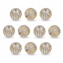 Koraliki Akrylowe "Milan" Okrągłe, z Wzorem Metalicznym Złotym, Bezbarwny, Średnica 16mm, 10szt (13WB15512)