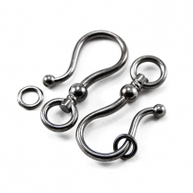 Застібка Гачок з Кільцем, Метал, Колір: Чорний, Розмір: 38x16x8мм, Кільце: 8мм, Отвір 5мм, (13WB15730)