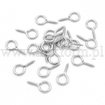 Тримачі Гвинтові Штифти з Петлею для Намистин з Напівотвіром, Нержавіюча Сталь, 17x9x2мм, Отвір 5.5мм, (13WB16321)