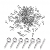 Haczyki Wkręty z Pętlą, Stal Nierdzewna, dla Koralików z Półotworami, 10x4x1mm, Otwór 2mm, 50szt (13WB16323)