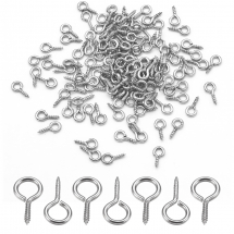 Тримачі Нержавіюча Сталь Гвинтові Штифти з Петлею для Намистин з Напівотвіром, 9x5x1мм, Отвір 2.5мм, (13WB16324)