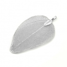 Zawieszka Liść Żelazo Galwanizacja 50-80x20x35x1mm Otwór 3x6mm Kolor: Platyna 1szt (13WB16327)