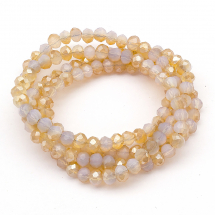 Намистини Скло Опал Імітація, Гальваніка напів, Грановані, Рондель, Колір: Золотистий, 4х3мм, Отвір 1мм, близько 140шт / 42см / нитка, (13WB16439)