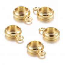 Krawatka do Biżuterii, Stal Nierdzewna, Kolor: Złoty, 10x7x2mm, Otwór 2mm i 5mm, 5szt (13WB16485)