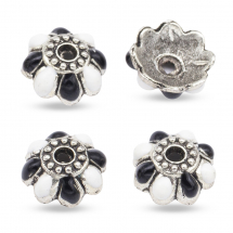 Nakładki na Koraliki Stop Metalowy i Emalia 9x4mm Kolor: Czarny 4szt/opakowanie (13WB16538)