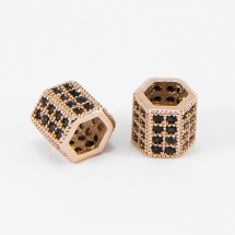 Шарми Євронамистини, Латунь з фіанітами Класу ААА, Шестикутник, Покриття Рожевим Золотому, Розмір: 8x8мм, Отвір 5мм, (13WB16556)