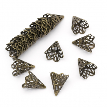 Конус Шапочки для Бусин, Залізні, Колір: Бронза, Розмір: 17x20мм, Отвір 1мм, (13WB16682)