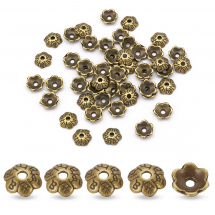 Шапочки для Намистин зі Сплаву Квітка Тибетський Стиль, Бронзові, 6х2мм, Отвір 1мм, (13WB16765)