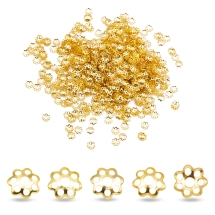 Nakładki na Koraliki, do Rękodzieła i Biżuterii, Żelazne, Kwiat, Złoty, 6x1mm, 1150szt/25g (13WB16795)