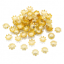 Шапочки для Бусин Залізні, Квітка, Філігранні, Колір: Золото, Розмір: 12х5.5мм, Отвір 1мм, (13WB16808)