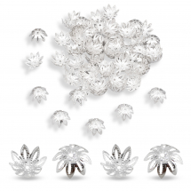 Шапочки для Бусин Залізні, Квітка, Філігранні, Колір: Срібло, Розмір: 12х5.5мм, Отвір 1мм, (13WB16809)