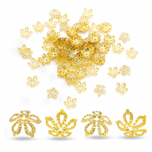 Шапочки для Намистин Залізні, Квітка, Філігранні, Колір: Золото, Розмір: 8х3мм, Отвір 0.5мм, (13WB16816)
