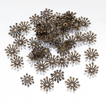 Шапочки для Бусин Залізні, Квітка, Колір: Бронза, Розмір: 12 ~ 14х3.5мм, Отвір 1.5мм, (13WB16836)