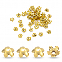 Шапочки для Бусин, Сплав, Квітка, Колір: Античне Золото, Розмір: 6.5х3мм, Отвір 1мм, (13WB16849)