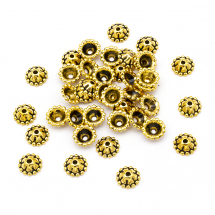 Шапочки для Бусин з Металу, Квітка, Колір: Античне Золото, Розмір 8х3мм, Отвір 1мм, (13WB16859)