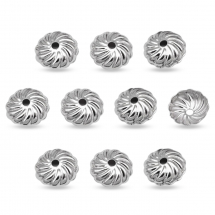 Шапочки для Бусин, Нержавіюча Сталь, Квітка, Колір: Сталь, Розмір 7х1.5мм, Внутрішній Діаметр 6мм, Отвір 1мм, (13WB16888)