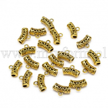 Krawatka Rurkowe do Biżuterii z Pętelką Antyczne Złoto, 9x14x5mm, 20 szt (13WB16901)