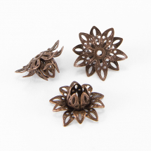 Шапочки для Бусин, Латунь, Квітка, Колір: Мідь, Розмір: 16х8мм, Отвір 1.5мм, (13WB16911)