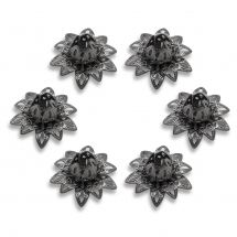 Шапочки для Бусин, Латунь, Квітка, Колір: Збройна Сталь, Розмір: 16х8мм, Отвір 1.5мм, (13WB16914)