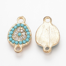 Zawieszka Łącznik Stop Metalu Emalia i cyrkonie 17x11x2,5mm Otwór 1,5 mm Kolor: Jasnozłoty 2 szt (13WB16966)