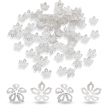 Шапочки для Намистин Залізні Квітка Філігранні, Срібло, 8х3мм, Отвір 0.5мм, (13WB17184)