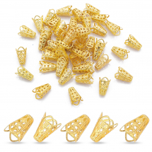 Конус Шапочки для Бусин, Залізні, Колір: Золото, Розмір: 10х16мм, Отвір 1.5мм, (13WB17185)