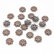 Шапочки для Бусин, Сплав, Квітка, Колір: Мідь, Розмір: Діаметр 14мм, Товщина 4 мм, Отвір 2мм, (13WB17187)