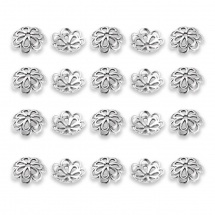 Шапочки для Бусин, Сплав, Квітка, Колір: Античне Срібло, Розмір: Діаметр 14мм, Товщина 4 мм, Отвір 2мм, (13WB17188)