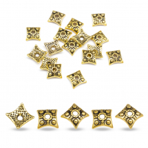 Nakładki na Koraliki Stop Metalowy 7,5x7,5x3mm Kolor: Antyczne Złoto 20szt/opakowanie (13WB17192)