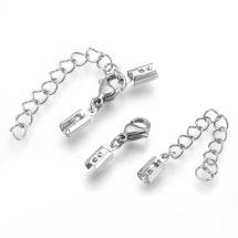 Końcówki z Łańcuchem Stal Nierdzewna Długość 32mm, Końcówki 9.5x4x3.5mm, Zapięcie 11x7x3.5mm, 2szt (13WB17239)