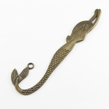 Закладка для книг, Сплав, Русалка, Колір: Бронза, Розмір: 120x32х2мм, Отвір 4мм, (13WB17454)